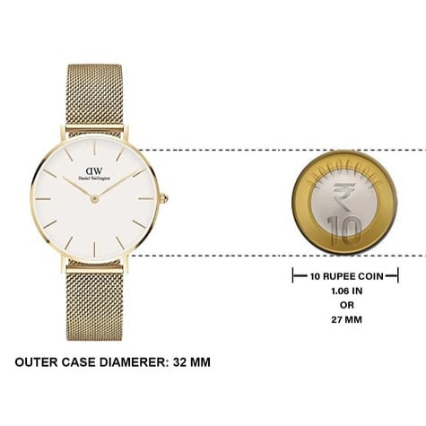 Daniel Wellington Classic Petite White Dial Gold Mesh Bracelet Watch For Women - DW00100348 Buy Now By Daniel Wellington