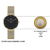 Daniel Wellington Classic Petite Black Dial Gold Mesh Bracelet Watch For Women - DW00100347 Buy Now By Daniel Wellington