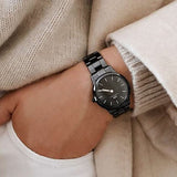 Daniel Wellington Iconic Link Ceramic Black Dial Black Steel Strap Watch For Women - DW00100415 Buy Now By Daniel Wellington