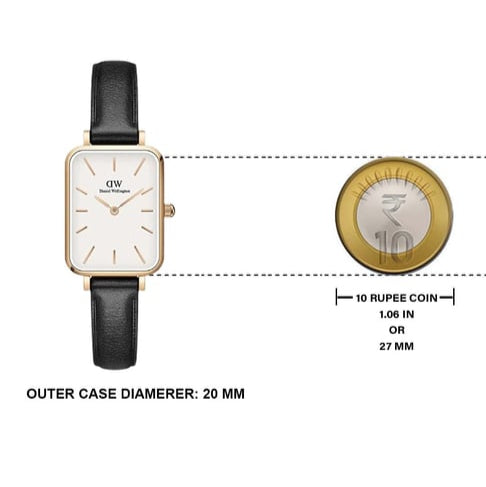 Daniel Wellington Quadro White Dial Black Leather Strap Watch For Women - DW00100434 Buy Now By Daniel Wellington