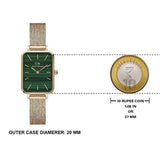 Daniel Wellington Quadro Melrose Green Dial Rose Gold Mesh Strap Watch For Women - DW00100437 Buy Now By Daniel Wellington