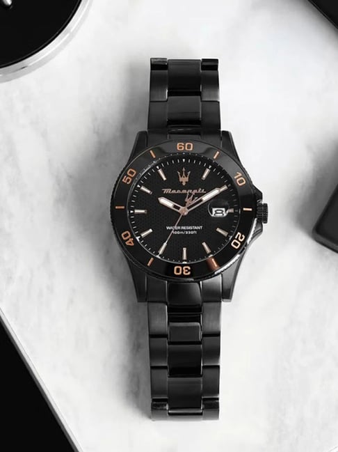 Maserati Competizione Black Dial Black Steel Strap Watch For Men - R8853100035 Buy Now By Maserati