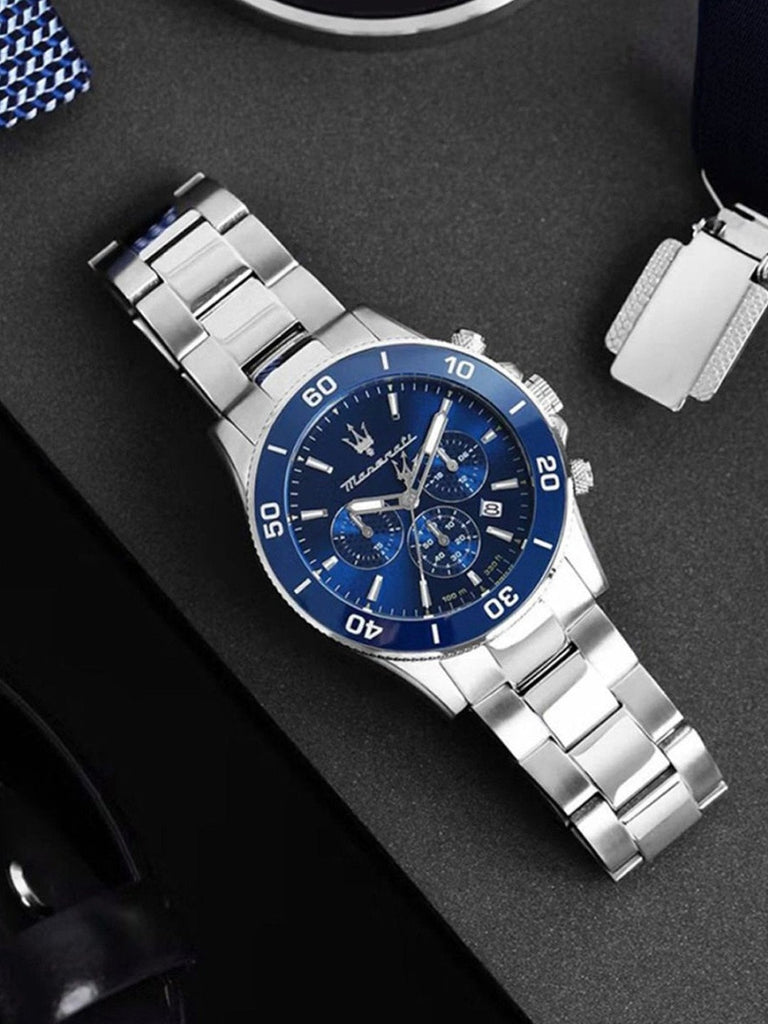 Maserati Competizione Chronograph Blue Dial Silver Steel Strap Watch For Men - R8873600002 Buy Now By Maserati