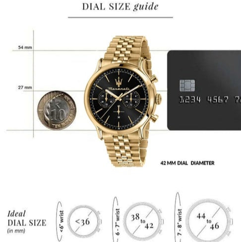 Maserati Epoca Chronograph Black Dial Gold Steel Strap Watch For Men - R8873618023 Buy Now By Maserati