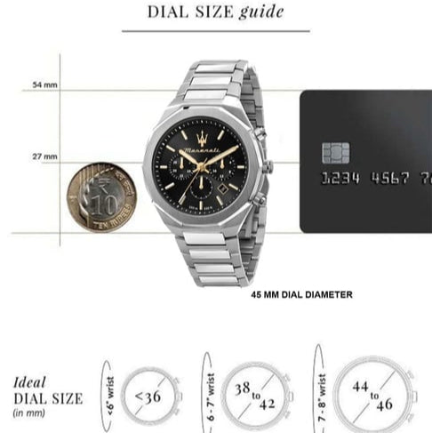Maserati Stile Chronograph Black Dial Silver Steel Strap Watch For Men - R8873642010 Buy Now By Maserati
