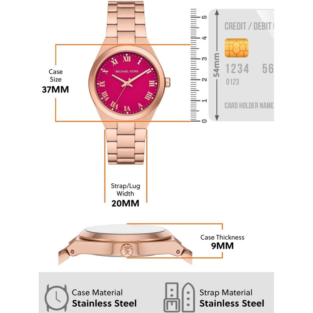 Michael Kors Lennox Analog Pink Dial Rose Gold Steel Strap Watch for Women - MK7462 Buy Now By Michael Kors