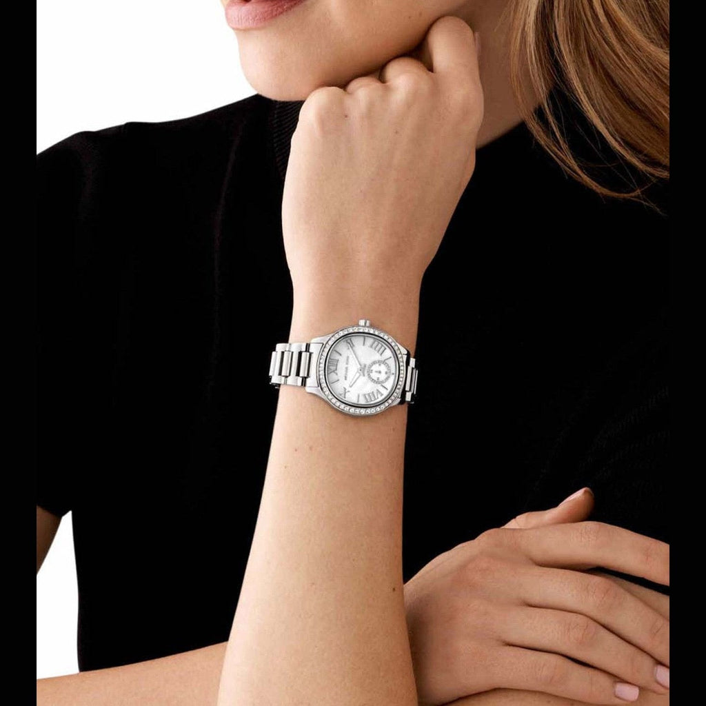 Michael Kors Sage Three-Hand White Dial Silver Steel Strap Watch for Women - MK4807 Buy Now By Michael Kors