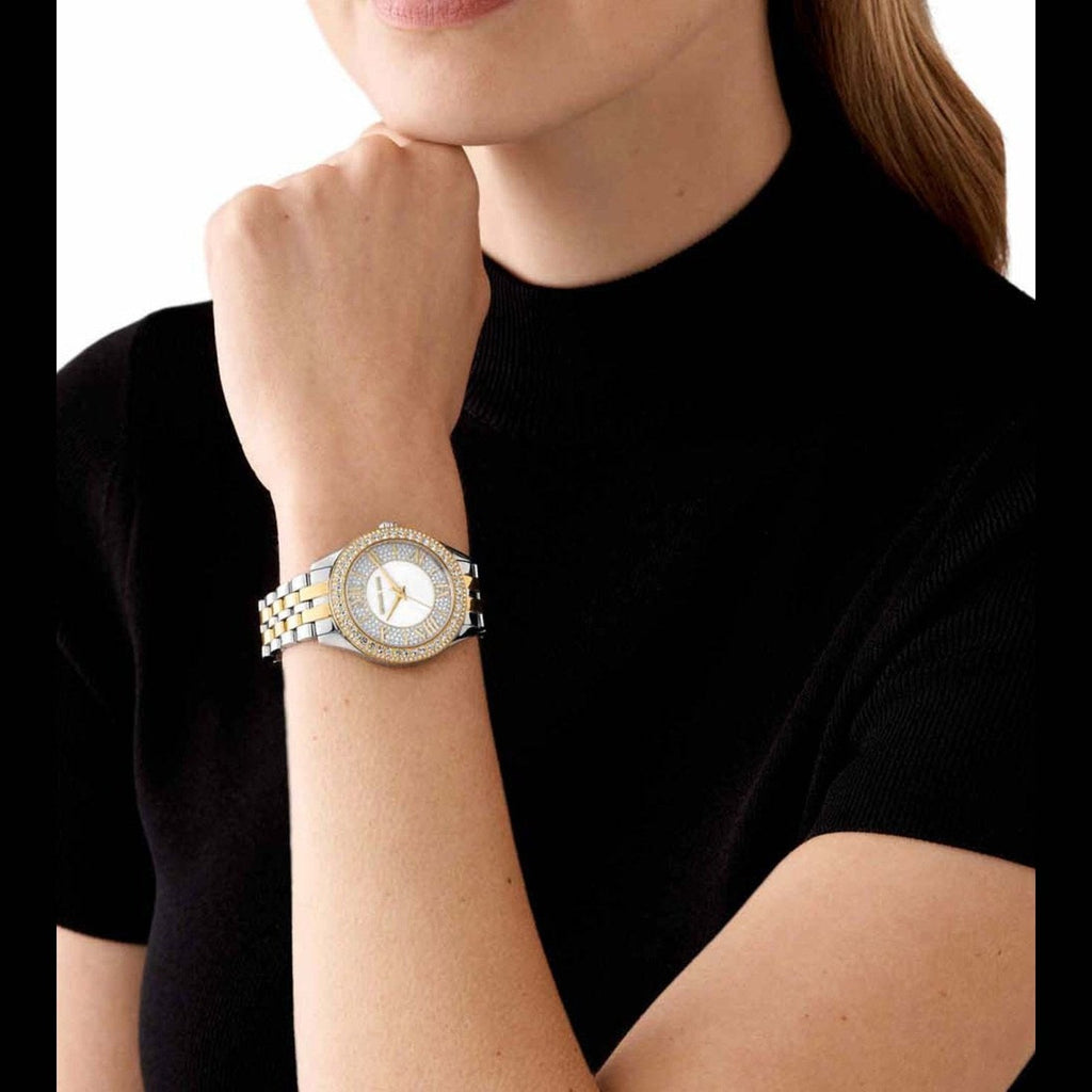 Michael Kors Harlowe Three-Hand Crystals White Dial Two Tone Steel Strap Watch for Women - MK4811 Buy Now By Michael Kors