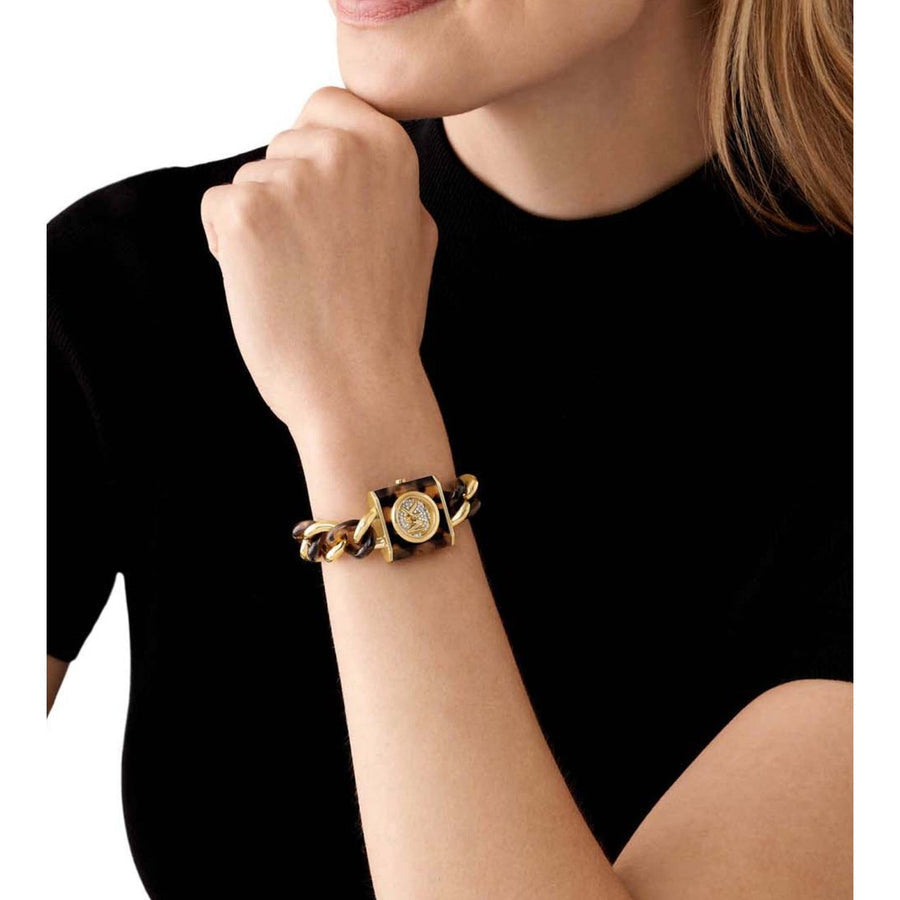 Michael Kors Chain Lock Analog Silver Dial Two Tone Steel Strap Watch for Women - MK4808 Buy Now By Michael Kors