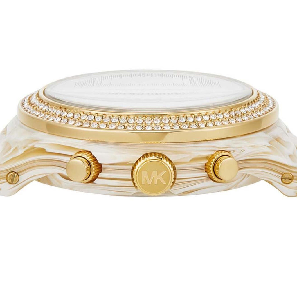 Michael Kors Runway Pavé Chronograph White Dial White Acetate Strap Watch for Women - MK7476 Buy Now By Michael Kors