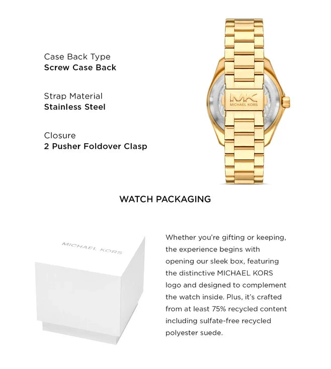 Michael Kors Maritime Analog Green Dial Gold Steel Strap Watch for Men - MK9162 Buy Now By Michael Kors