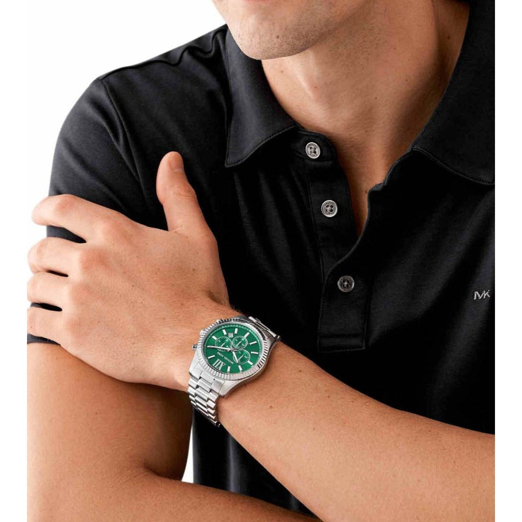 Michael Kors Lexington Chronograph Green Dial Silver Steel Strap Watch for Women - MK9152 Buy Now By Michael Kors