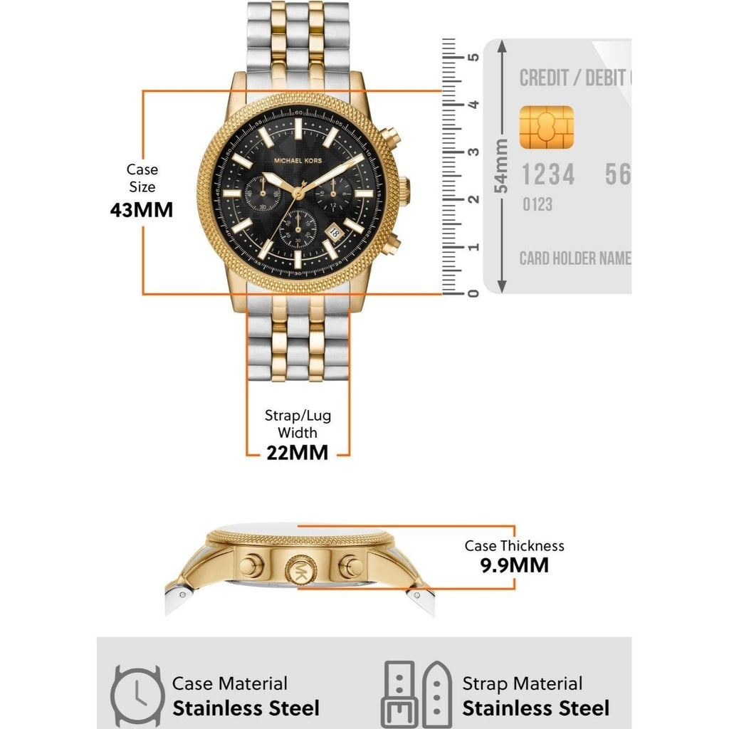 Michael Kors Hutton Chronograph Black Dial Two Tone Steel Strap Watch For Men - MK8954 Buy Now By Michael Kors