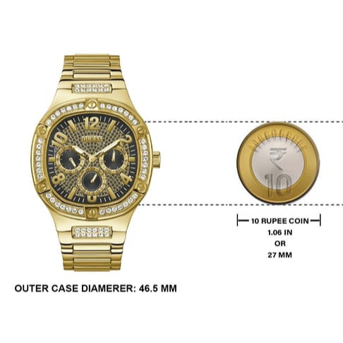 Guess Duke Glitz Crystals Gold Dial Gold Steel Strap Watch For Men - GW0576G2 Buy Now By Guess