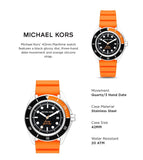 Michael Kors Maritime Three-Hand Analog Black Dial Orange Silicone Strap Watch for Men - MK9157 Buy Now By Michael Kors