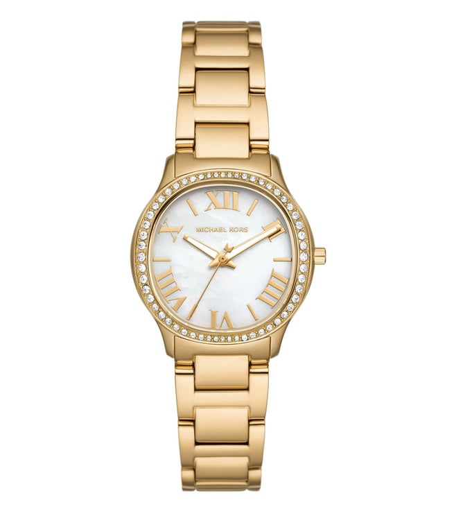 Michael Kors Sage Analog White Dial Gold Steel Strap Watch for Women - MK4822 Buy Now By Michael Kors