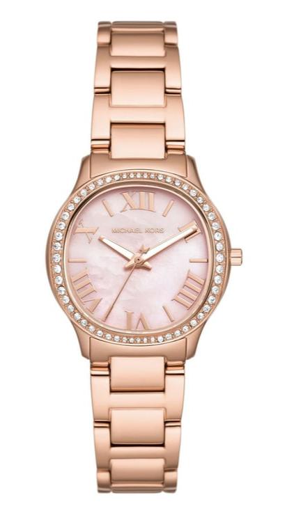 Michael Kors Sage Three-Hand Crystals Mother of Pearl Dial Rose Gold Steel Strap Watch for Women - MK4823 Buy Now By Michael Kors