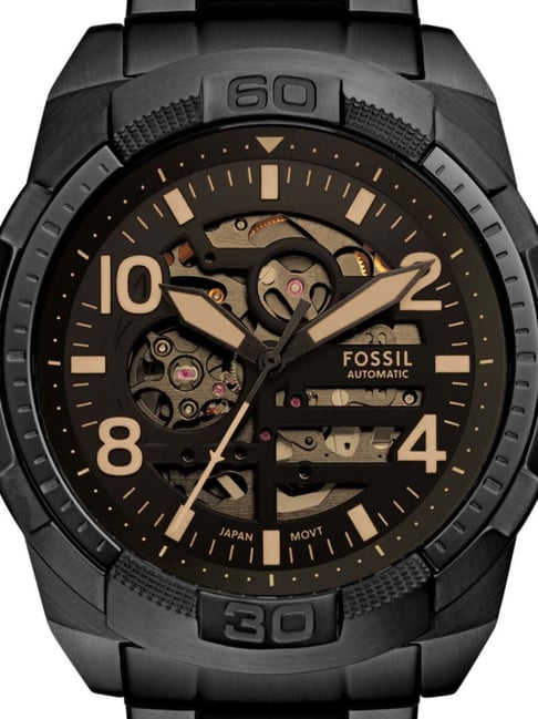 Fossil Bronson Automatic Skeleton Black Dial Black Steel Strap Watch for Men - ME3256 Buy Now By Fossil