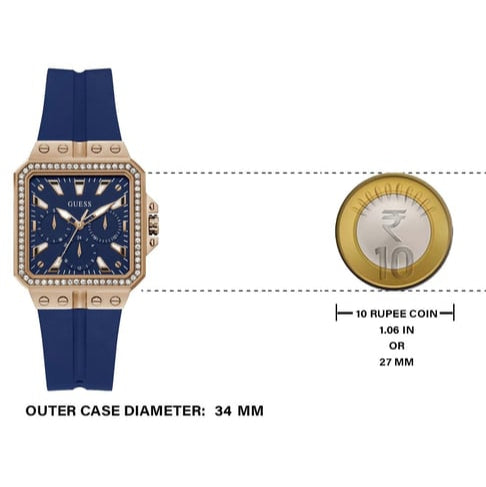 Guess Libra Crystals Blue Dial Blue Silicone Strap Watch For Women - GW0618L2 Buy Now By Guess