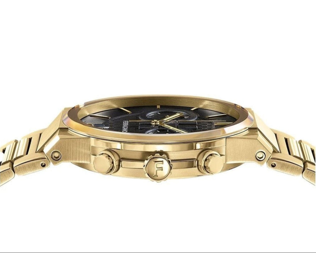 Salvatore Ferragamo Sapphire Chrono Black Dial Gold Steel Strap Watch for Men - SFME01323 Buy Now By Salvatore Ferragamo