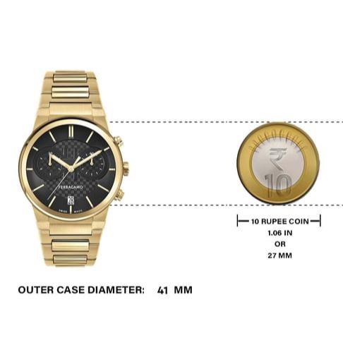 Salvatore Ferragamo Sapphire Chrono Black Dial Gold Steel Strap Watch for Men - SFME01323 Buy Now By Salvatore Ferragamo