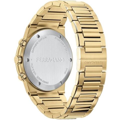 Salvatore Ferragamo Sapphire Chrono Black Dial Gold Steel Strap Watch for Men - SFME01323 Buy Now By Salvatore Ferragamo
