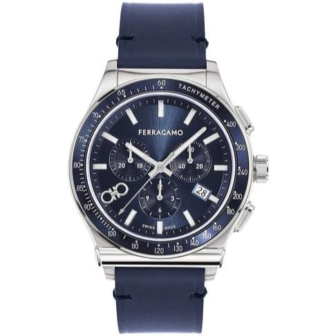 Salvatore Ferragamo 1927 Chrono Analog Blue Dial Blue Leather Strap Watch for Men - SFKZ00223 Buy Now By Salvatore Ferragamo