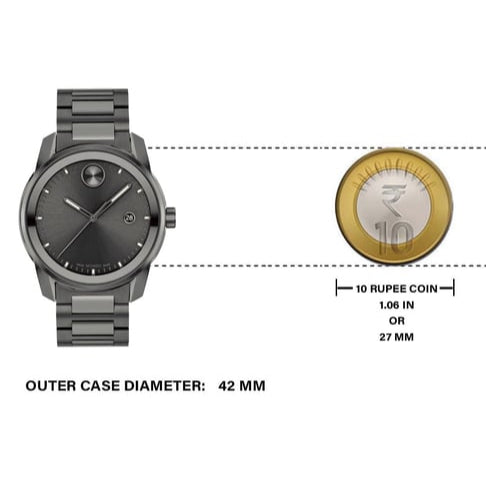Movado Bold Verso Grey Dial Grey Steel Strap Watch for Men - 3600860 Buy Now By Movado