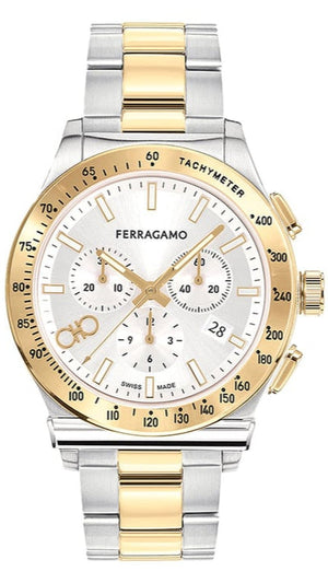 Salvatore Ferragamo 1927 Chrono Silver Dial Two Tone Steel Strap Watch for Men - SFKZ00523 Buy Now By Salvatore Ferragamo