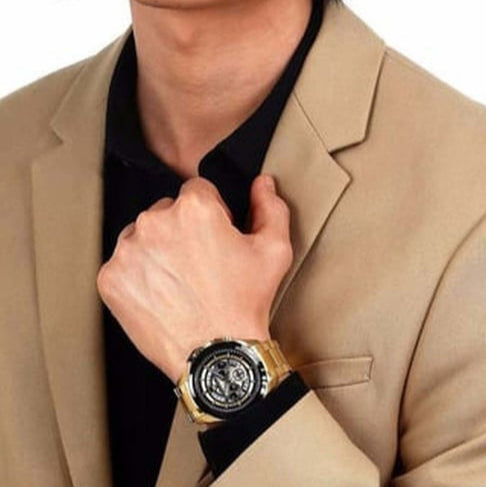 Maserati Traguardo Skeleton Black Dial Gold Steel Strap Watch For Men - R8873612058 Buy Now By Maserati