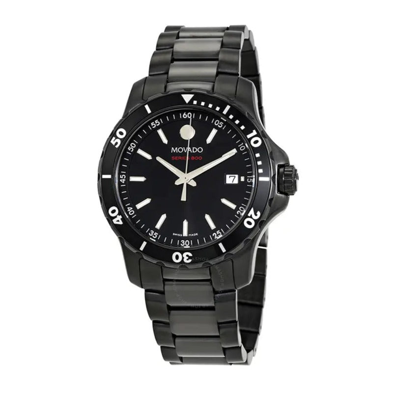 Movado Series 800 Black Dial Black Steel Strap Watch For Men - 2600143 Buy Now By Movado