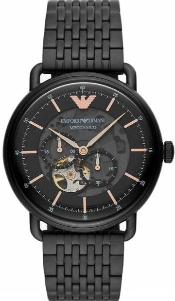 Emporio Armani Automatic Multifunction Black Dial Black Mesh Bracelet Watch For Men - AR60025 Buy Now By Emporio Armani