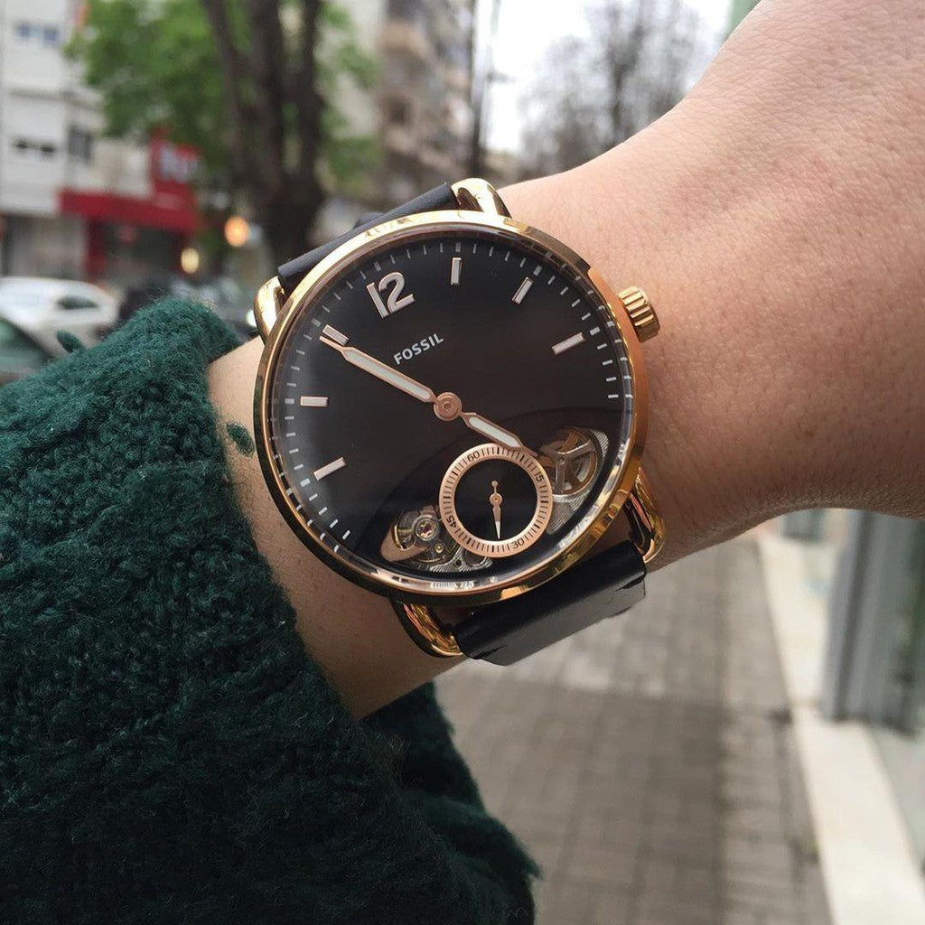 Fossil The Commuter Twist Black Dial Brown Leather Strap Watch for Men - ME1165 Buy Now By Fossil