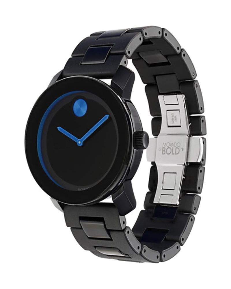 Movado Bold TR90 Black Dial Black Steel Strap Watch for Men - 3600099 Buy Now By Movado