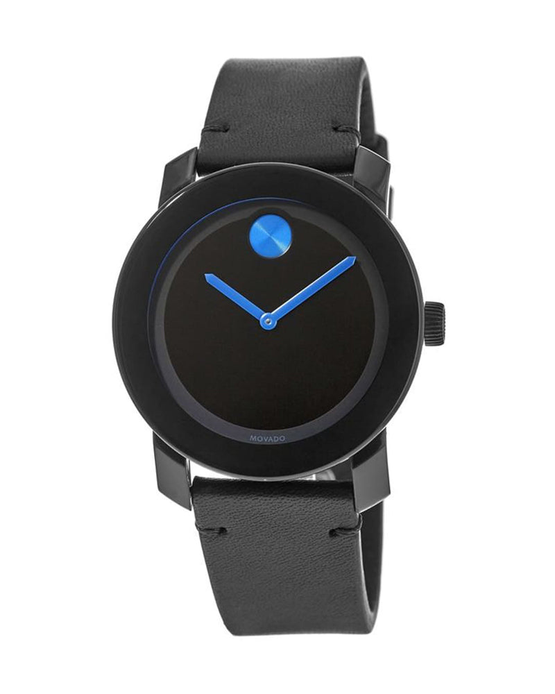 Movado Bold TR90 Black Dial Black Leather Strap Watch For Men - 3600307 Buy Now By Movado