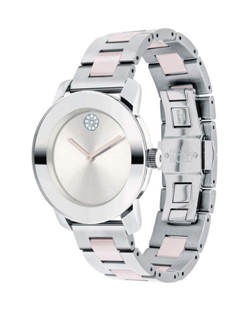 Movado Bold Silver Dial Two Tone Steel Strap Watch for Women - 3600702 Buy Now By Movado
