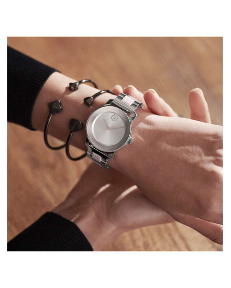 Movado Bold Silver Dial Two Tone Steel Strap Watch for Women - 3600702 Buy Now By Movado