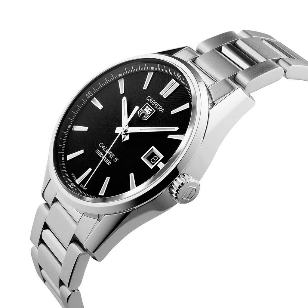 Tag Heuer Carrera Automatic Black Dial Silver Steel Strap Watch for Men - WAR211A.BA0782 Buy Now By Tag Heuer