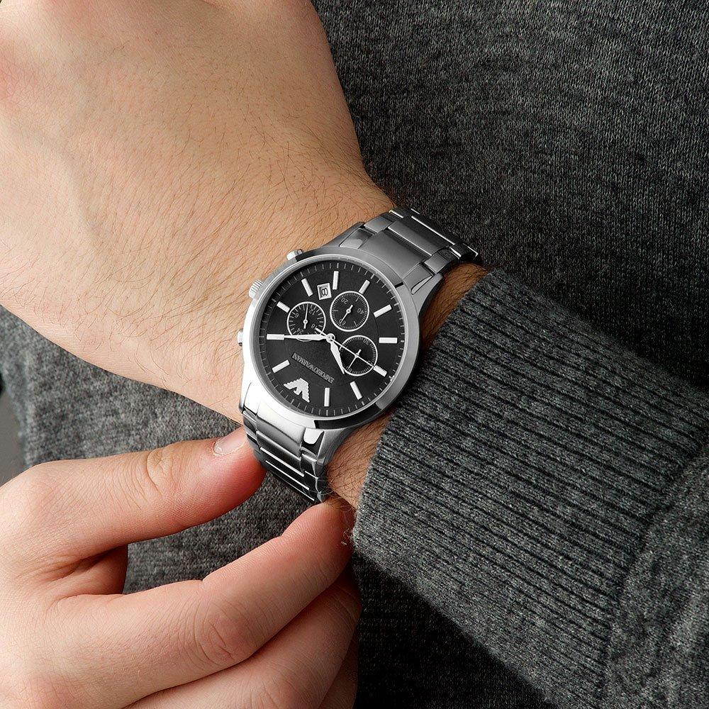 Emporio Armani Classic Chronograph Black Dial Silver Steel Strap Watch For Men - AR2434 Buy Now By Emporio Armani