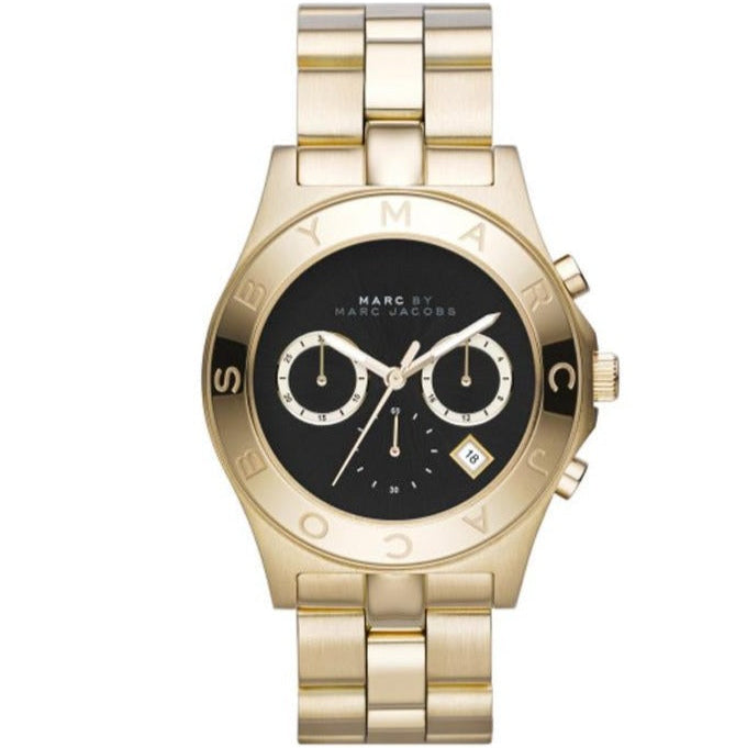 Marc Jacobs Blade Chronograph Black Dial Gold Steel Strap Watch for Women - MBM3309 Buy Now By Marc Jacobs
