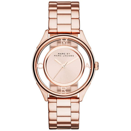 Marc Jacobs Tether Transparent Rose Gold Dial Rose Gold Steel Strap Watch for Women - MBM3414 Buy Now By Marc Jacobs