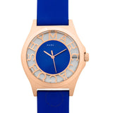 Marc Jacobs Henry Skeleton Blue Dial Blue Leather Strap Watch for Women - MBM1244 Buy Now By Marc Jacobs