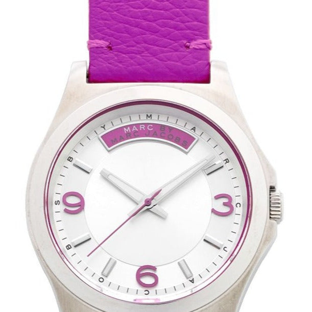 Marc Jacobs Baby Dave Silver Dial Purple Leather Strap Watch for Women - MBM1262 Buy Now By Marc Jacobs