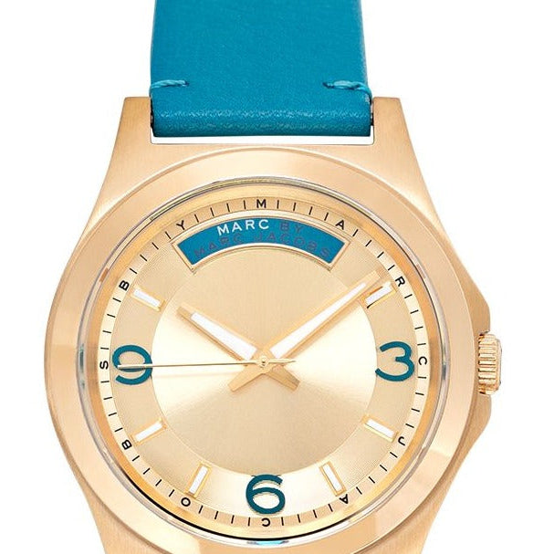 Marc Jacobs Baby Dave Gold Dial Blue Leather Strap Watch for Women - MBM1263 Buy Now By Marc Jacobs
