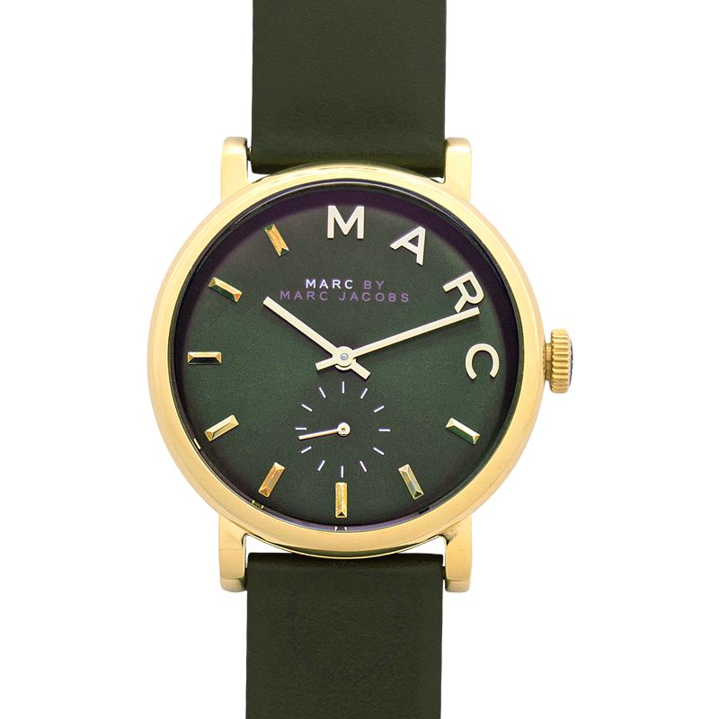 Marc Jacobs Baker Olive Green Dial Olive Green Leather Strap Watch for Women - MBM1328 Buy Now By Marc Jacobs