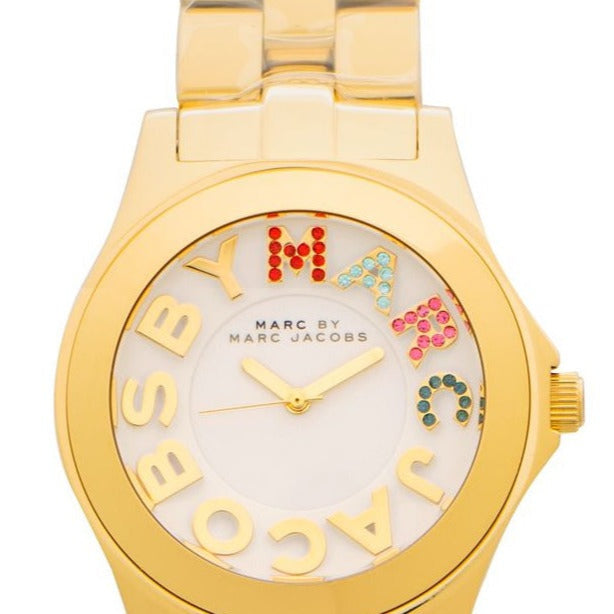 Marc Jacobs Rivera White Dial Gold Steel Strap Watch for Women - MBM3137 Buy Now By Marc Jacobs