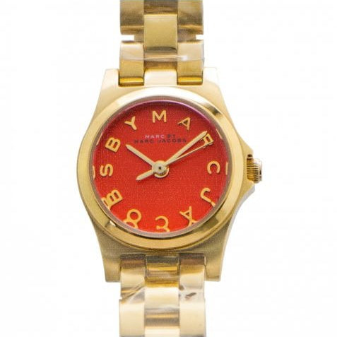 Marc Jacobs Henry Dinky Red Dial Gold Steel Strap Watch for Women - MBM3202 Buy Now By Marc Jacobs