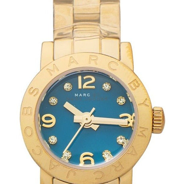 Marc Jacobs Amy Dinky Blue Dial Gold Steel Strap Watch for Women - MBM3229 Buy Now By Marc Jacobs