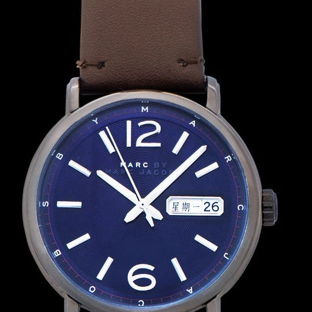 Marc Jacobs Fergus Blue Dial Brown Leather Strap Watch for Men - MBM5078 Buy Now By Marc Jacobs