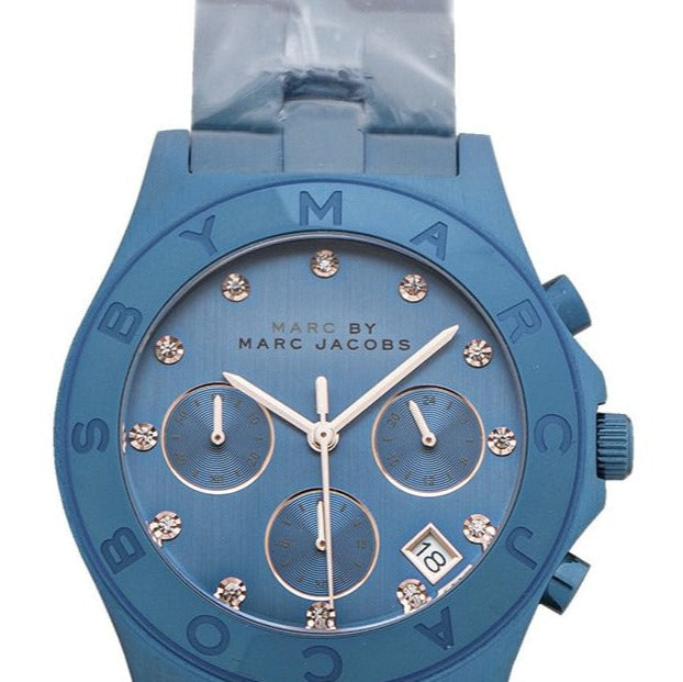 Marc Jacobs Blade Chronograph Blue Dial Blue Steel Strap Watch for Women - MBM8581 Buy Now By Marc Jacobs